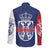 Serbia Flag Long Sleeve Button Shirt with Double-Headed Eagle and National Coat of Arms Design