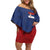 Serbia Flag Off Shoulder Short Dress with Double-Headed Eagle and National Coat of Arms Design