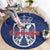 Serbia Flag Round Carpet with Double-Headed Eagle and National Coat of Arms Design