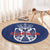 Serbia Flag Round Carpet with Double-Headed Eagle and National Coat of Arms Design