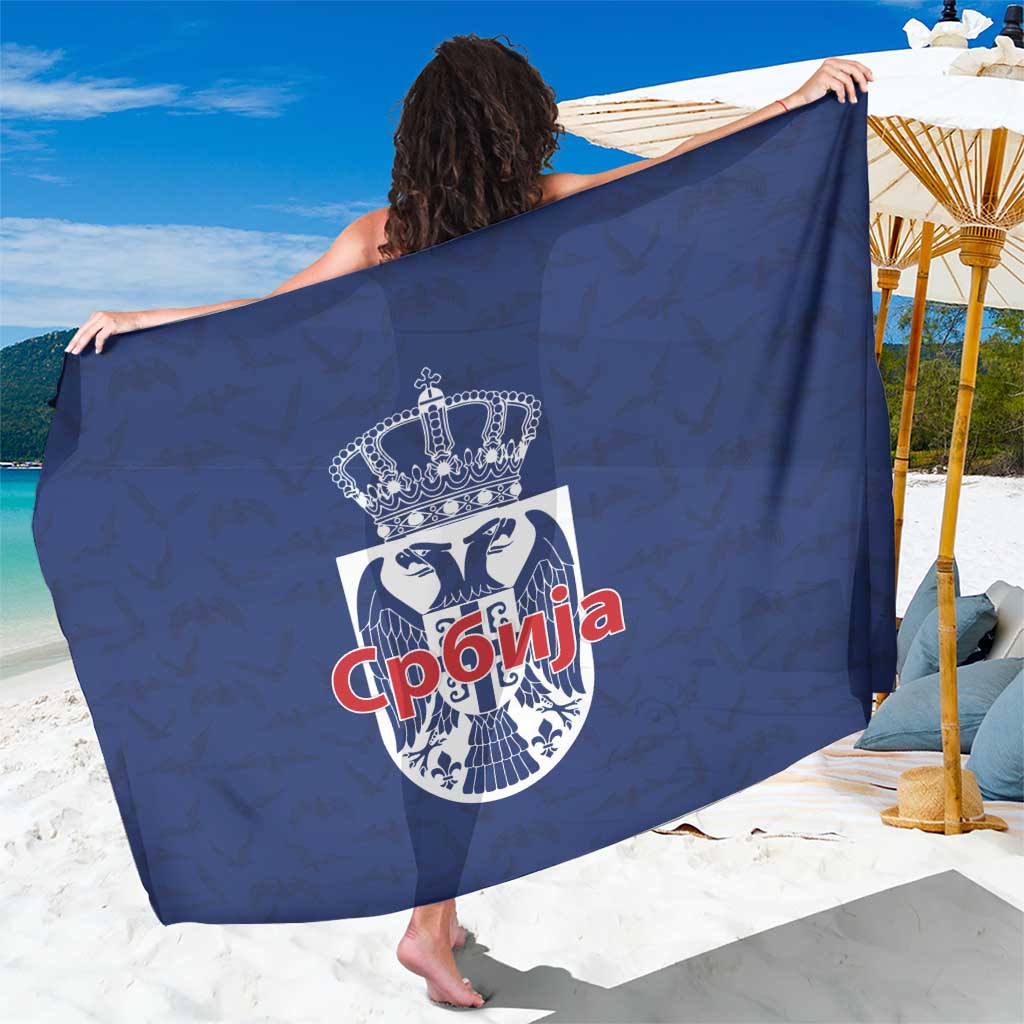 Serbia Flag Sarong with Double-Headed Eagle and National Coat of Arms Design