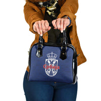 Serbia Flag Shoulder Handbag with Double-Headed Eagle and National Coat of Arms Design