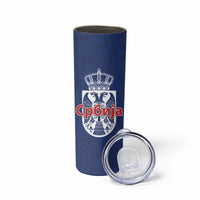 Serbia Flag Skinny Tumbler with Double-Headed Eagle and National Coat of Arms Design