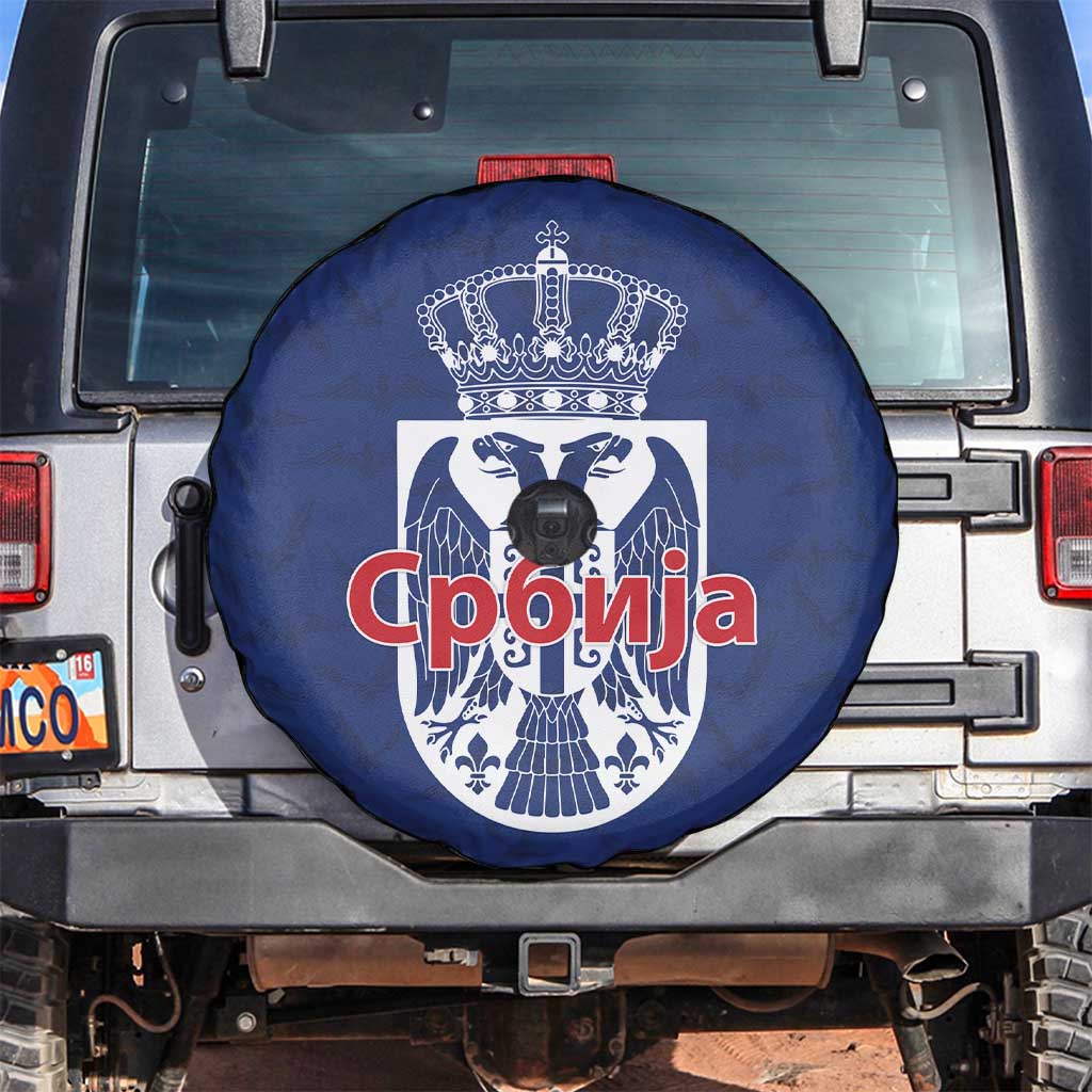 Serbia Flag Spare Tire Cover with Double-Headed Eagle and National Coat of Arms Design
