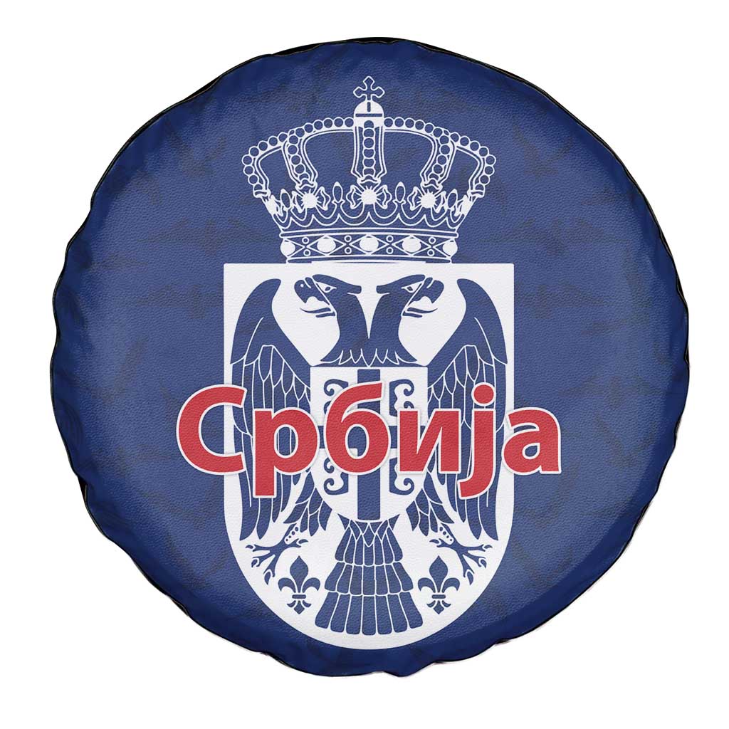 Serbia Flag Spare Tire Cover with Double-Headed Eagle and National Coat of Arms Design