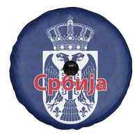 Serbia Flag Spare Tire Cover with Double-Headed Eagle and National Coat of Arms Design