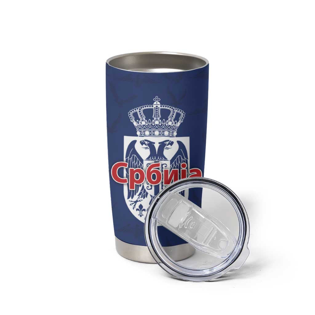 Serbia Flag Tumbler Cup with Double-Headed Eagle and National Coat of Arms Design