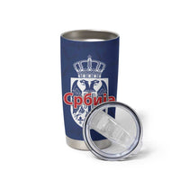 Serbia Flag Tumbler Cup with Double-Headed Eagle and National Coat of Arms Design