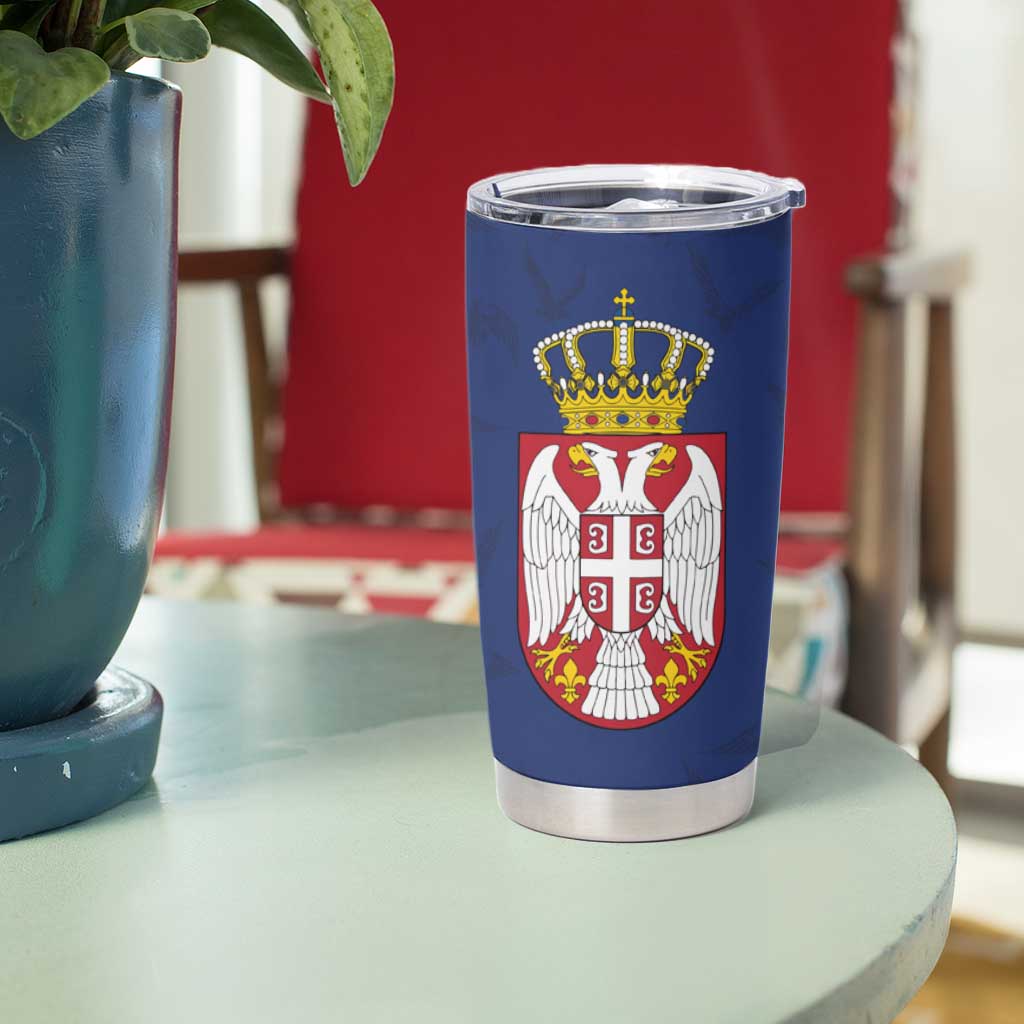 Serbia Flag Tumbler Cup with Double-Headed Eagle and National Coat of Arms Design