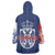 Serbia Flag Wearable Blanket Hoodie with Double-Headed Eagle and National Coat of Arms Design