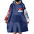 Serbia Flag Wearable Blanket Hoodie with Double-Headed Eagle and National Coat of Arms Design