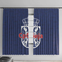 Serbia Flag Window Curtain with Double-Headed Eagle and National Coat of Arms Design