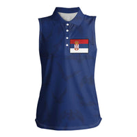 Serbia Flag Women Sleeveless Polo Shirt with Double-Headed Eagle and National Coat of Arms Design