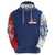 Serbia Flag Zip Hoodie with Double-Headed Eagle and National Coat of Arms Design