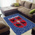 Serbia Area Rug with Royal Animal Crest and Tulip Floral Blue Background