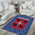 Serbia Area Rug with Royal Animal Crest and Tulip Floral Blue Background