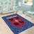 Serbia Area Rug with Royal Animal Crest and Tulip Floral Blue Background