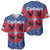 Serbia Baseball Jersey with Royal Animal Crest and Tulip Floral Blue Background