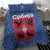 Serbia Bedding Set with Royal Animal Crest and Tulip Floral Blue Background