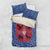 Serbia Bedding Set with Royal Animal Crest and Tulip Floral Blue Background