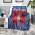 Serbia Blanket with Royal Animal Crest and Tulip Floral Blue Background
