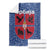 Serbia Blanket with Royal Animal Crest and Tulip Floral Blue Background