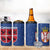Serbia 4 in 1 Can Cooler Tumbler with Royal Animal Crest and Tulip Floral Blue Background