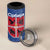 Serbia 4 in 1 Can Cooler Tumbler with Royal Animal Crest and Tulip Floral Blue Background