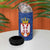 Serbia 4 in 1 Can Cooler Tumbler with Royal Animal Crest and Tulip Floral Blue Background