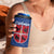 Serbia 4 in 1 Can Cooler Tumbler with Royal Animal Crest and Tulip Floral Blue Background