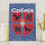 Serbia Canvas Wall Art with Royal Animal Crest and Tulip Floral Blue Background