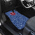 Serbia Car Mats with Royal Animal Crest and Tulip Floral Blue Background