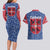 Serbia Couples Matching Long Sleeve Bodycon Dress and Hawaiian Shirt with Royal Animal Crest and Tulip Floral Blue Background