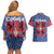 Serbia Couples Matching Off Shoulder Short Dress and Hawaiian Shirt with Royal Animal Crest and Tulip Floral Blue Background