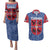 Serbia Couples Matching Puletasi and Hawaiian Shirt with Royal Animal Crest and Tulip Floral Blue Background