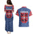 Serbia Couples Matching Puletasi and Hawaiian Shirt with Royal Animal Crest and Tulip Floral Blue Background