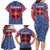 Serbia Family Matching Long Sleeve Bodycon Dress and Hawaiian Shirt with Royal Animal Crest and Tulip Floral Blue Background