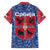 Serbia Family Matching Long Sleeve Bodycon Dress and Hawaiian Shirt with Royal Animal Crest and Tulip Floral Blue Background