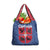 Serbia Grocery Bag with Royal Animal Crest and Tulip Floral Blue Background