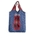 Serbia Grocery Bag with Royal Animal Crest and Tulip Floral Blue Background