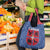 Serbia Grocery Bag with Royal Animal Crest and Tulip Floral Blue Background