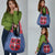 Serbia Grocery Bag with Royal Animal Crest and Tulip Floral Blue Background