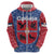 Serbia Hoodie with Royal Animal Crest and Tulip Floral Blue Background