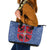 Serbia Leather Tote Bag with Royal Animal Crest and Tulip Floral Blue Background