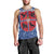 Serbia Men Tank Top with Royal Animal Crest and Tulip Floral Blue Background