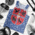 Serbia Men Tank Top with Royal Animal Crest and Tulip Floral Blue Background