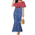 Serbia Mermaid Dress with Royal Animal Crest and Tulip Floral Blue Background