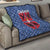 Serbia Quilt with Royal Animal Crest and Tulip Floral Blue Background