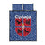 Serbia Quilt Bed Set with Royal Animal Crest and Tulip Floral Blue Background