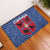 Serbia Rubber Doormat with Royal Animal Crest and Tulip Floral Blue Background